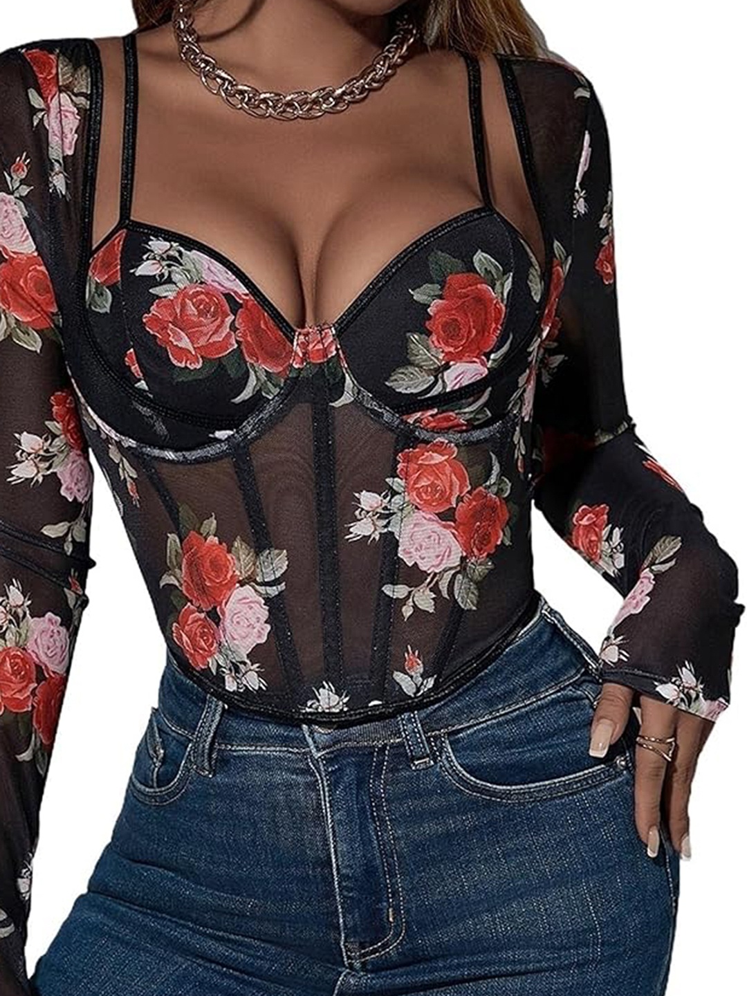 

LULU & SKY Floral Print Top, Black