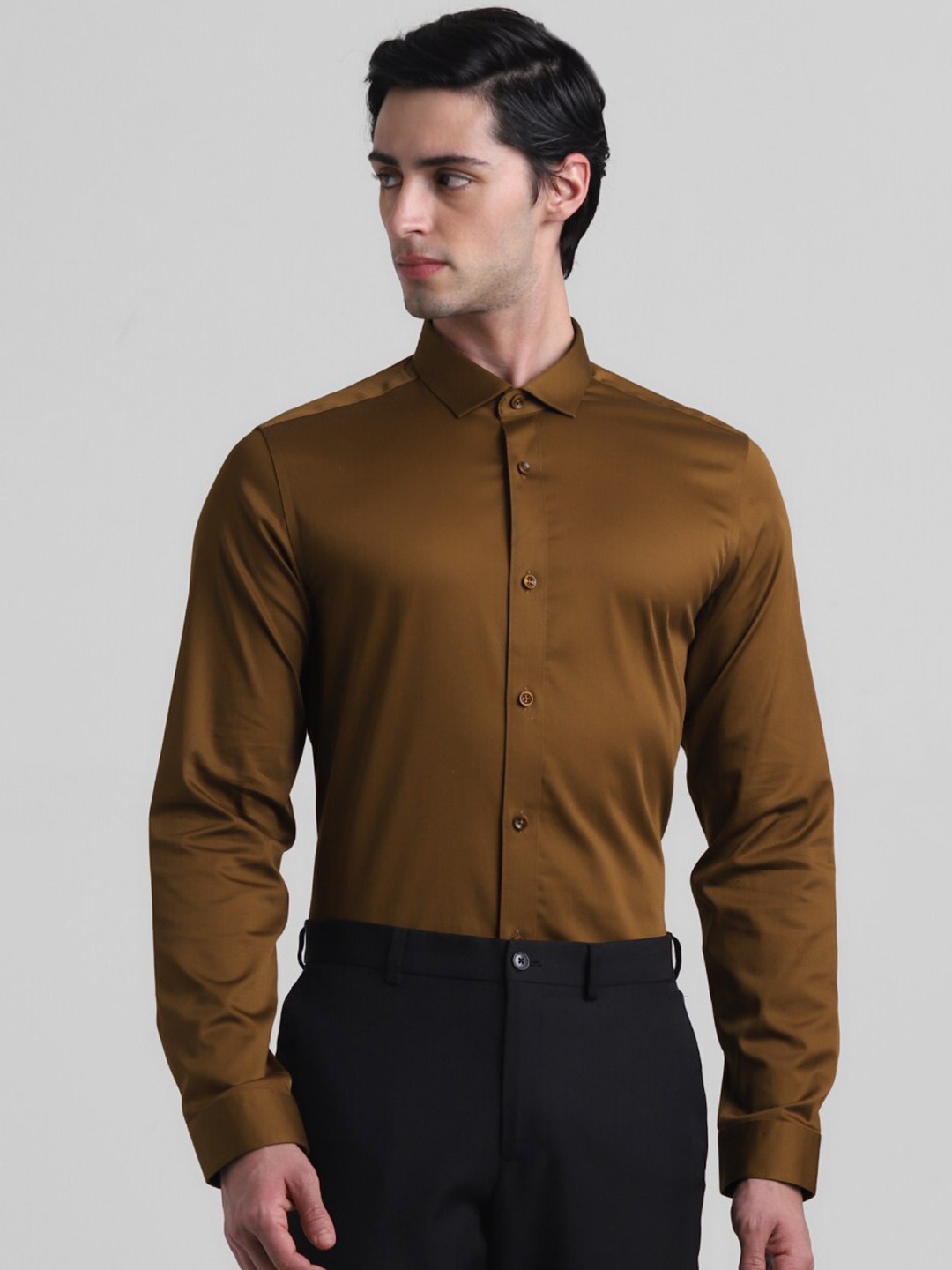 

Jack & Jones Slim Fit Spread Collar Formal Shirt, Brown