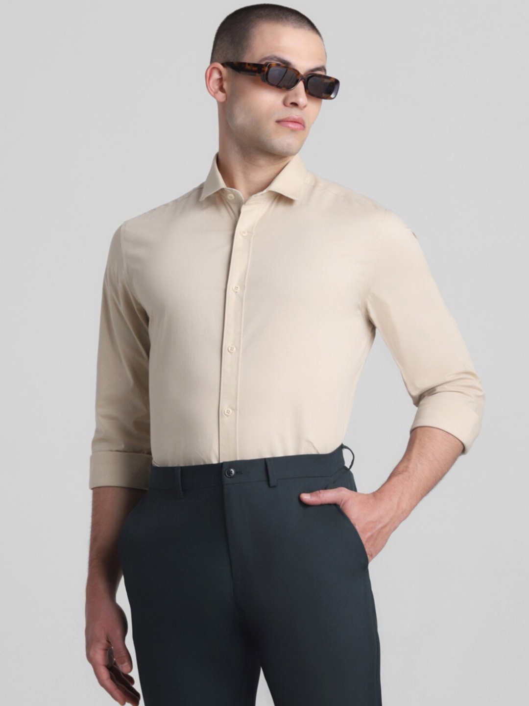 

Jack & Jones Slim Fit Spread Collar Formal Shirt, Beige