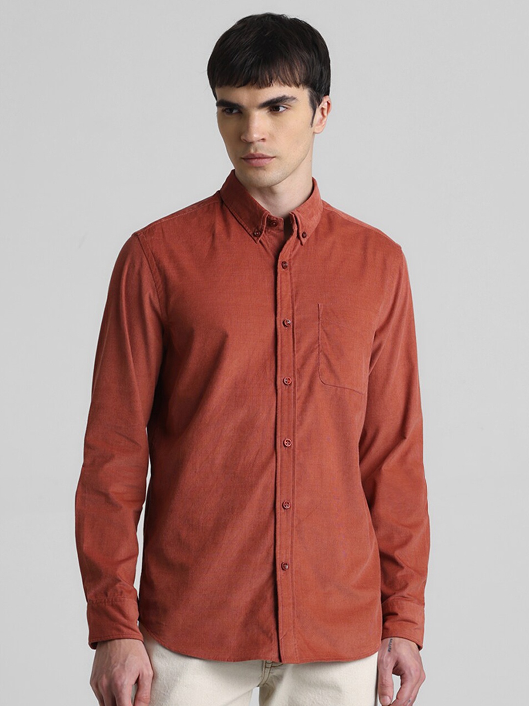 

Jack & Jones Slim Fit Opaque Cotton Casual Shirt, Red