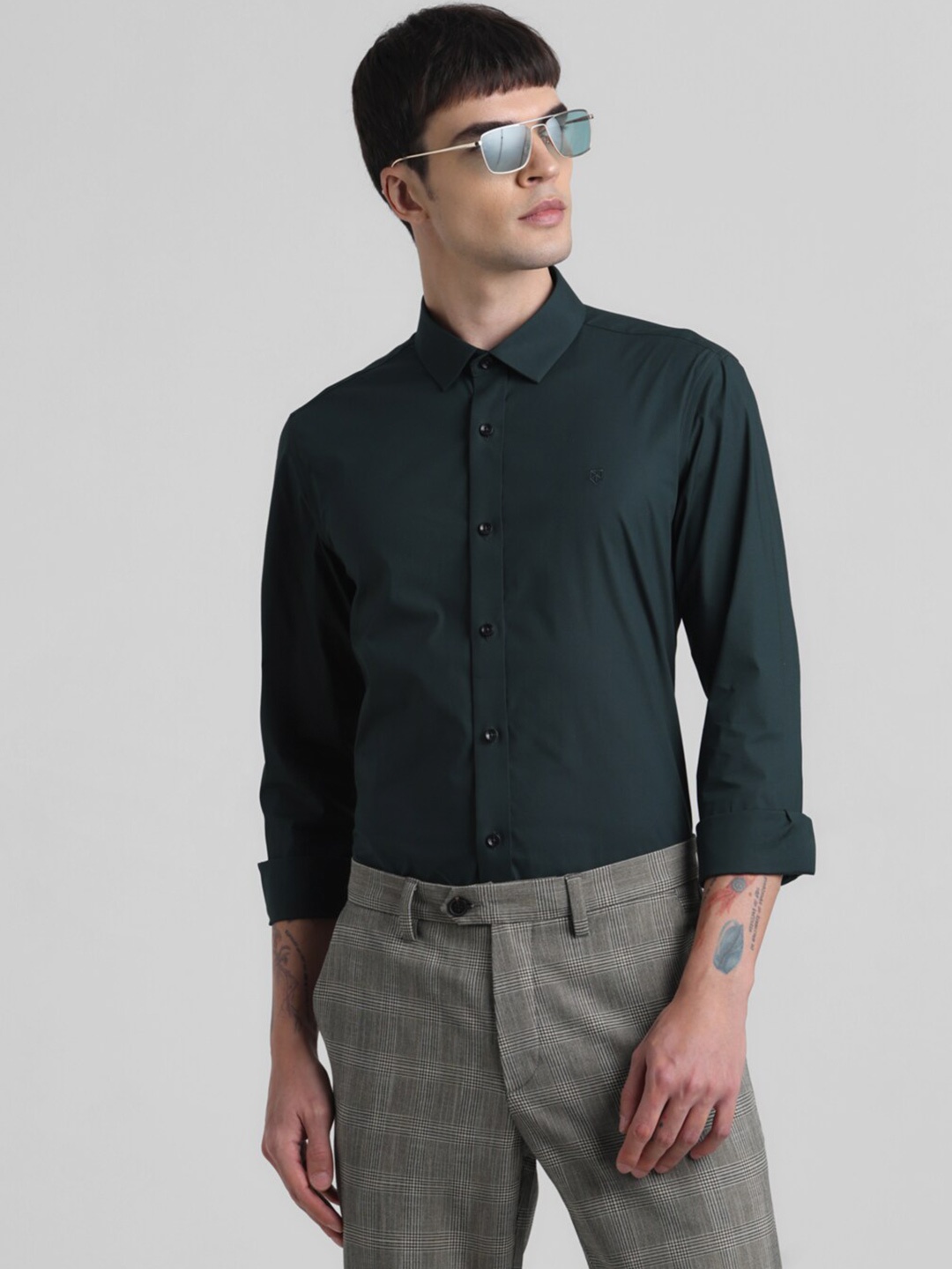 

Jack & Jones Marcus Poplin Slim Fit Spread Collar Casual Shirt, Green