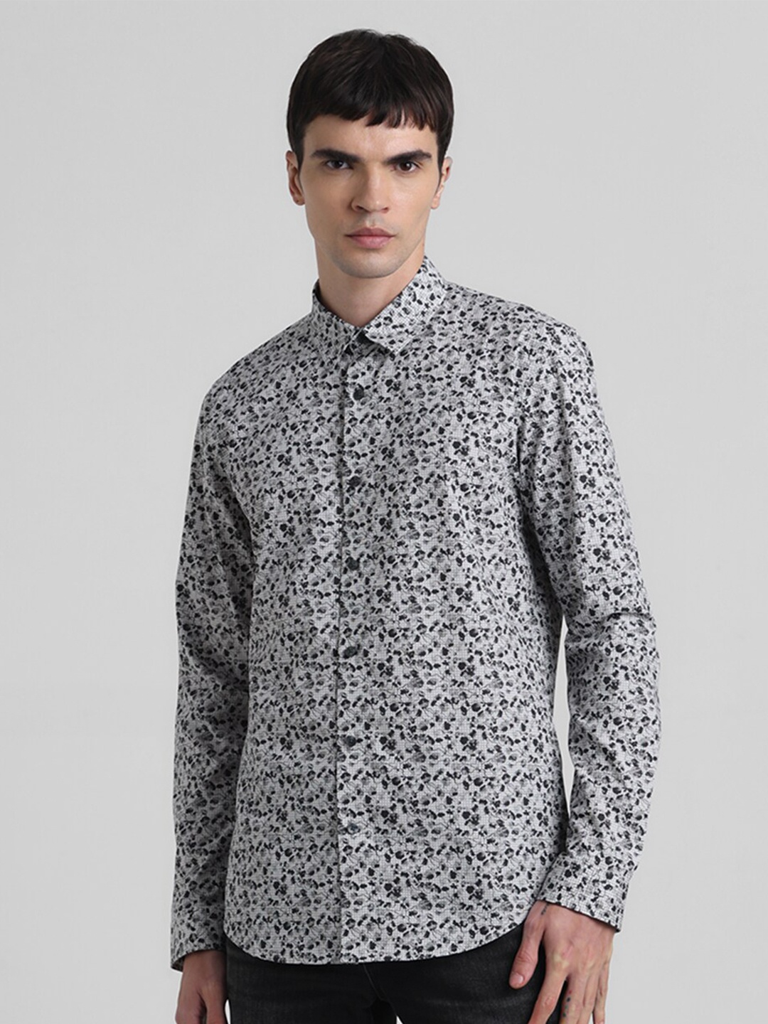 

Jack & Jones Slim Fit Floral Printed Cotton Casual Shirt, Black