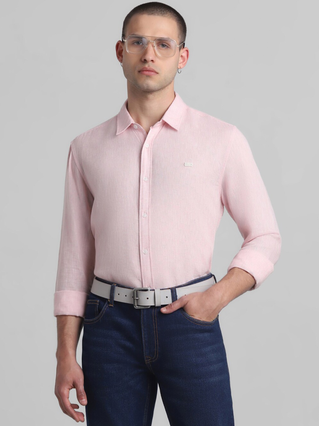 

Jack & Jones Spread Collar Casual Shirt, Pink