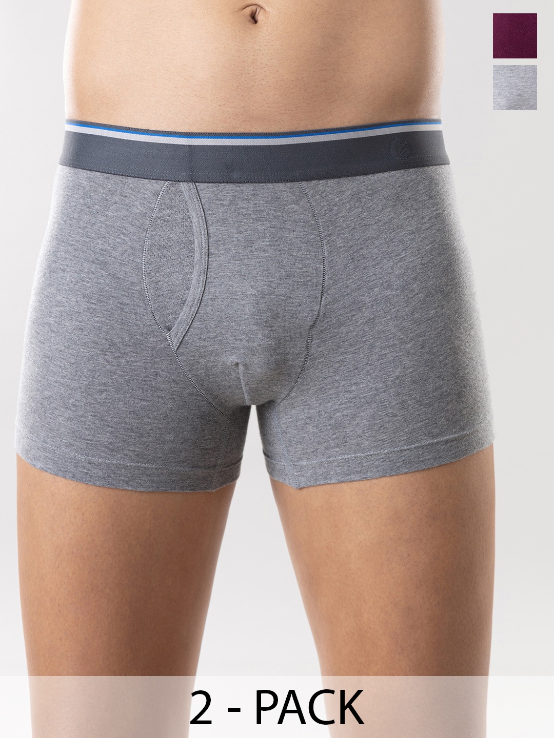 

Gloot Pack of 2 Anti-Odour Cotton Trunks, Grey