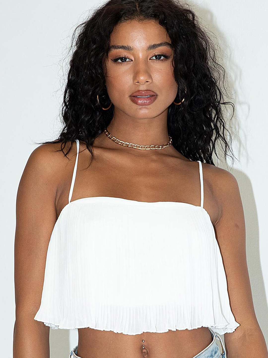 

LULU & SKY Shoulder Straps Crop Top, White