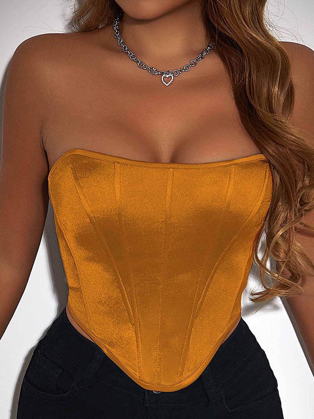 

LULU & SKY Strapless Sleeveless Crop Top, Yellow