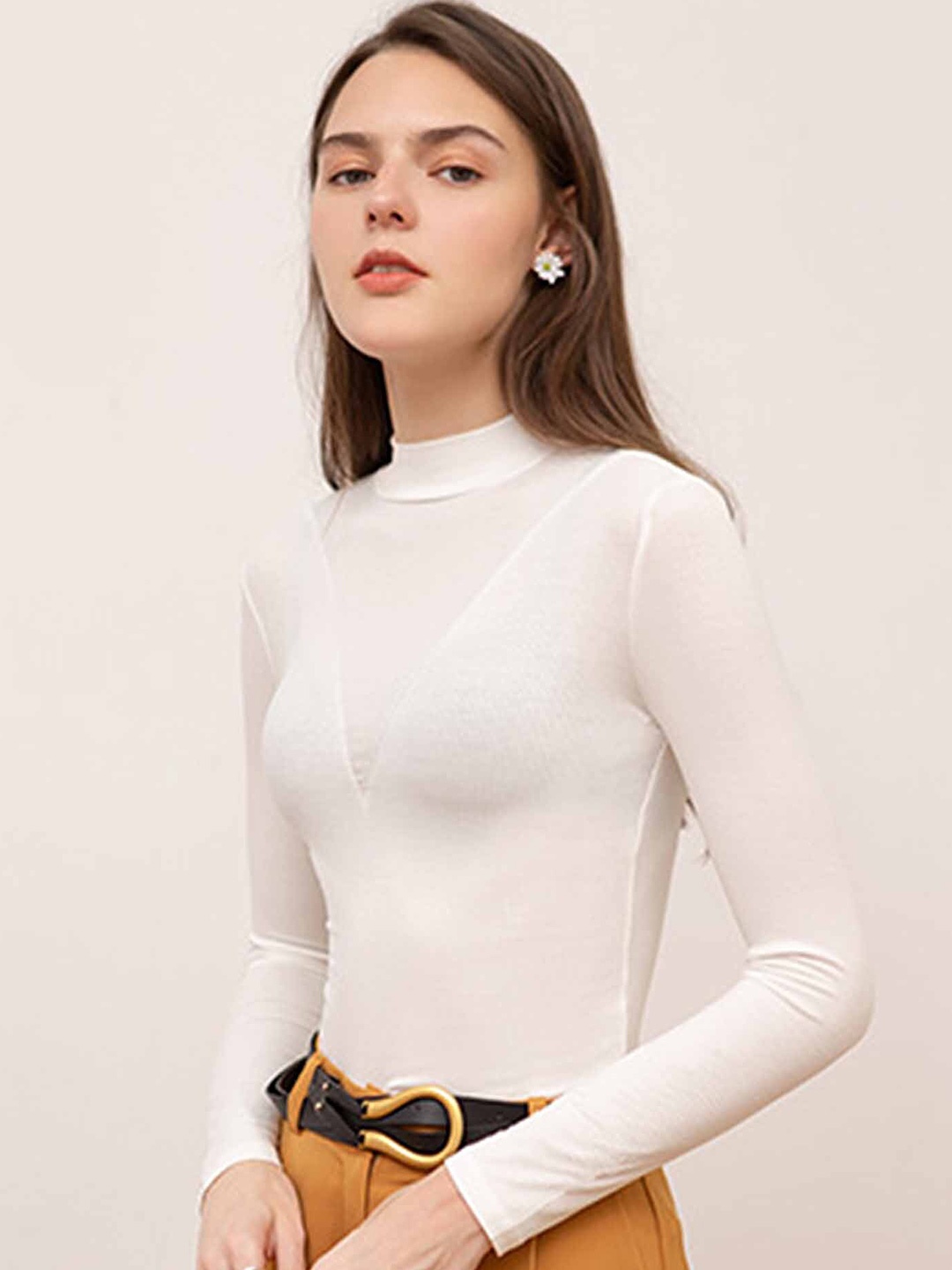 

LULU & SKY High Neck Fitted Top, White