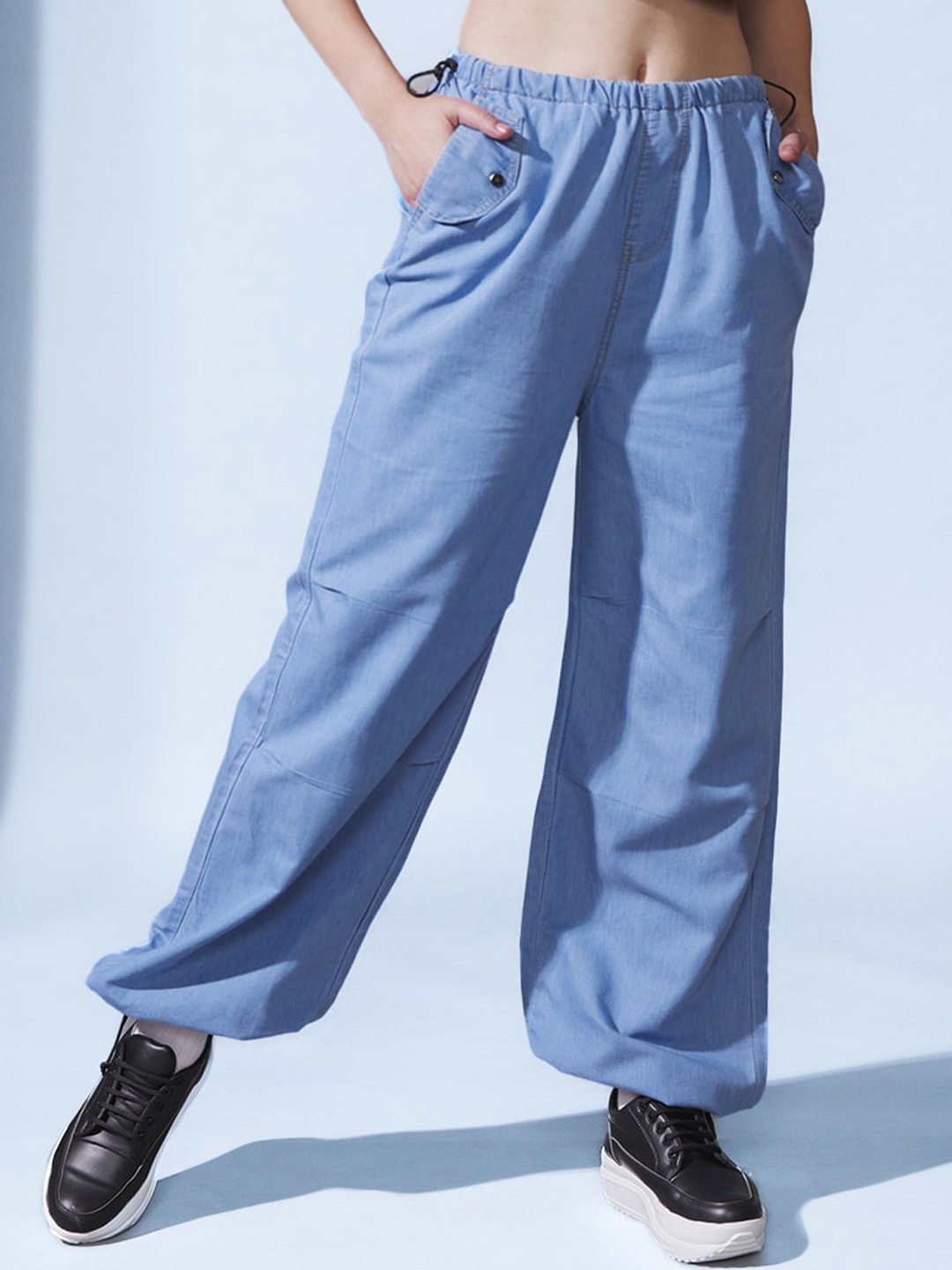 

STREET 9 Women Blue Smart Clean Look Mid-Rise Jogger Jeans