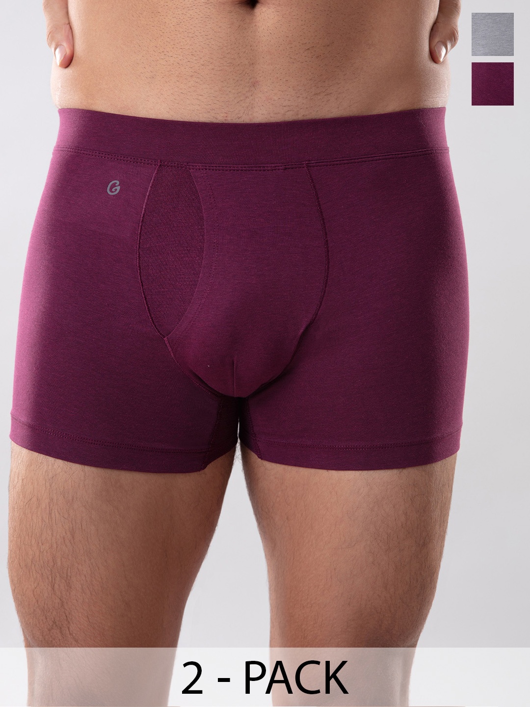 

Gloot Pack of 2 Cotton Breathable Cool Mesh Anti Odor Trunks, Burgundy