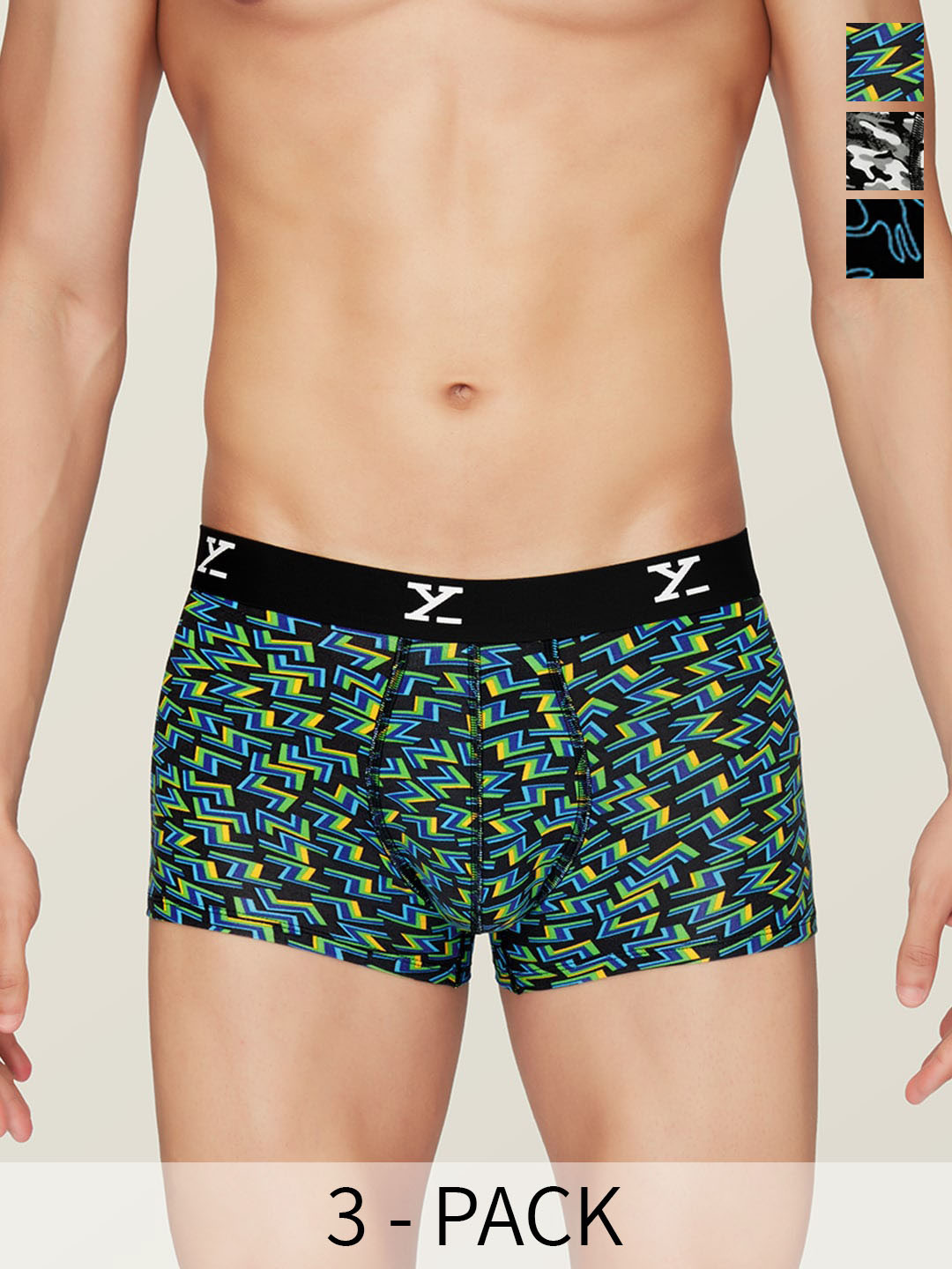 

XYXX Pack Of 3 Printed Modal Trunks XYTRNK3PCKN362, White