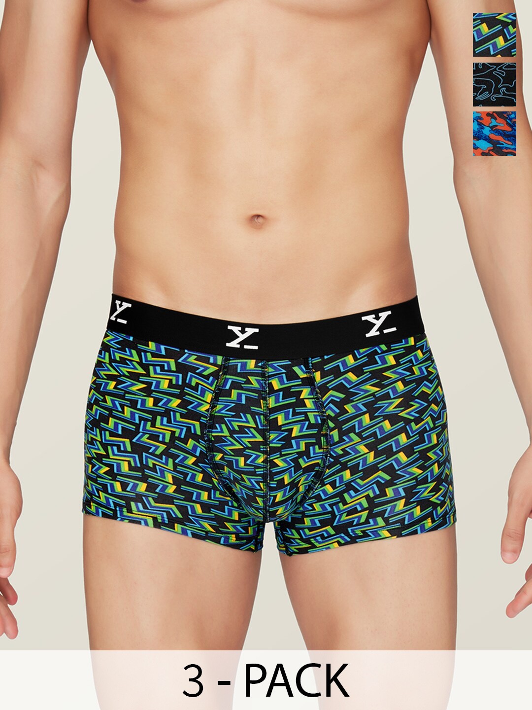 

XYXX Pack Of 3 Printed Antimicrobial Trunks XYTRNK3PCKN359, Black