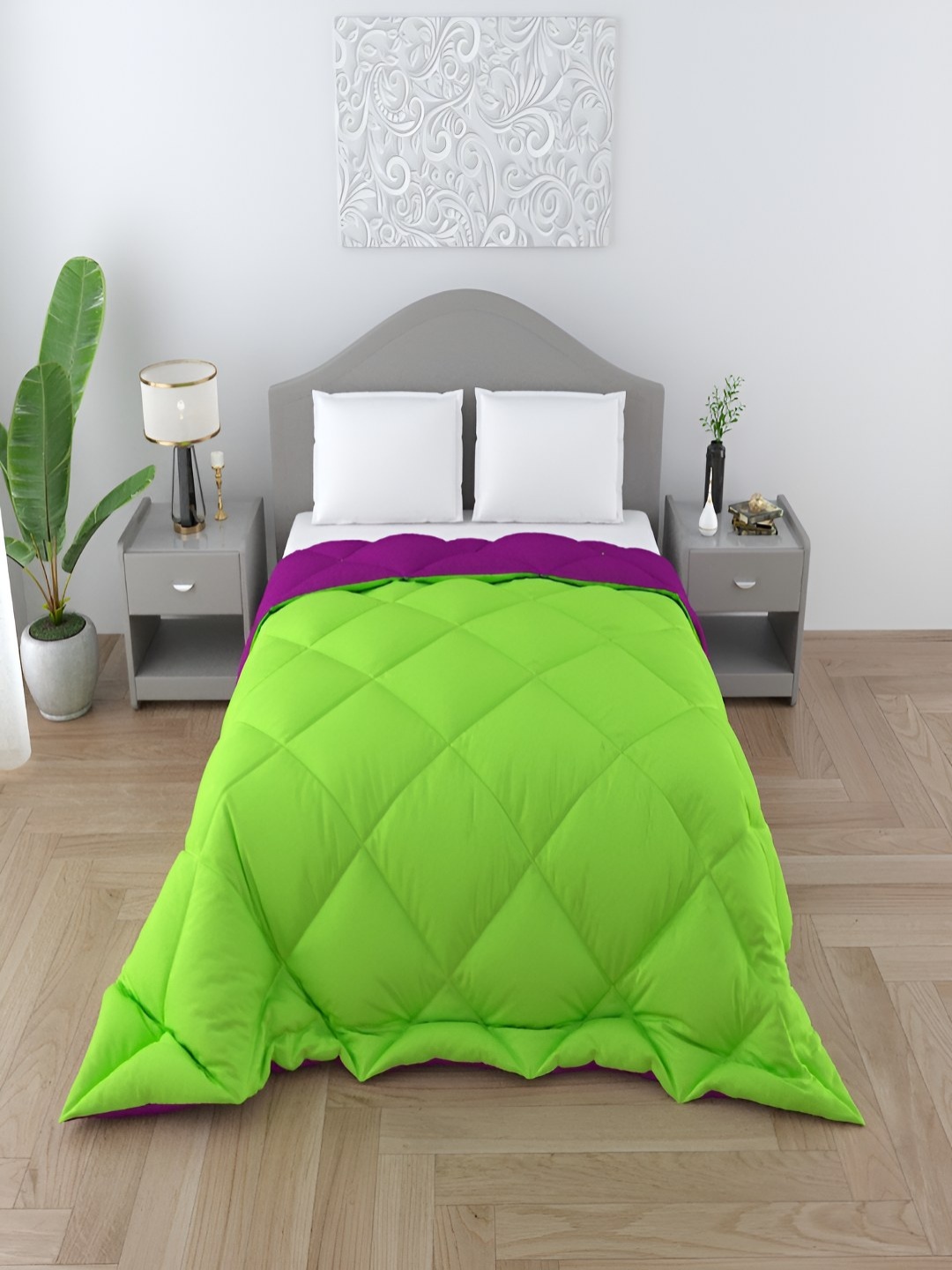 

tundwal's Green & Purple Geometric Heavy Winter Single Bed Comforter