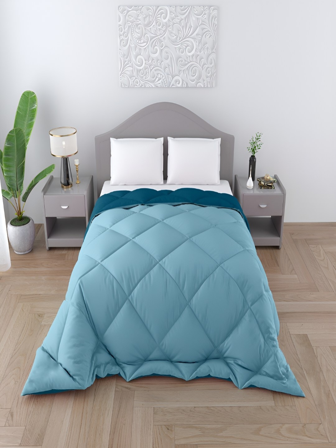 

tundwal's Teal Blue Heavy Winter Reversible Single Bed Comforter