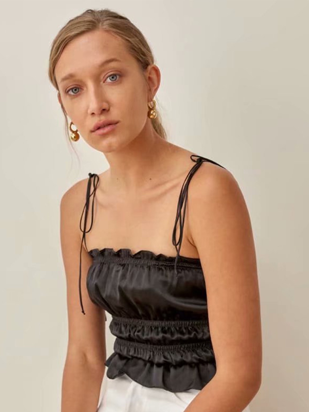 

LULU & SKY Shoulder Straps Sleeveless Top, Black