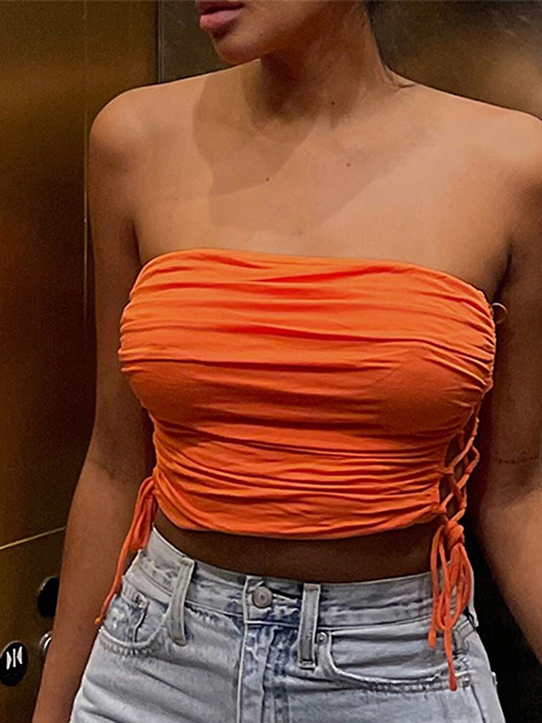 

LULU & SKY Striped Tube Top, Orange