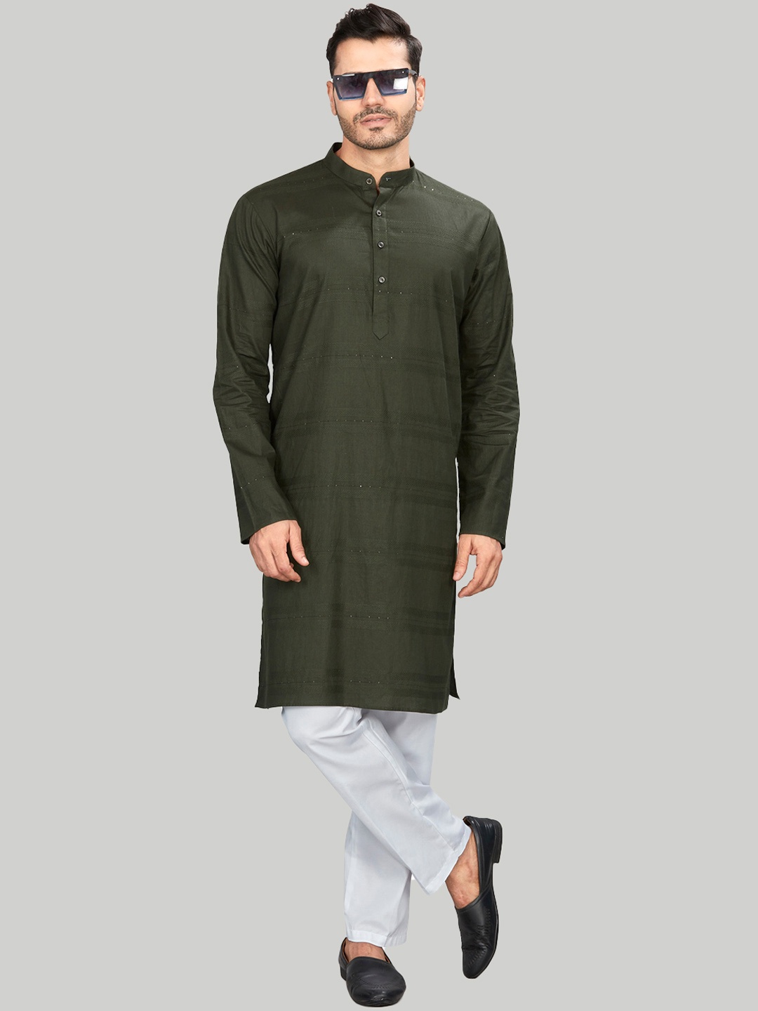 

Authentics Striped Pure Cotton Kurta, Green