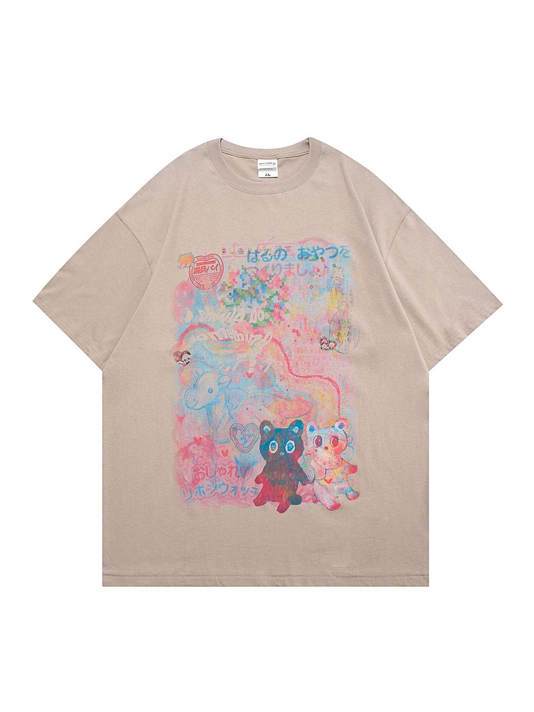 

LULU & SKY Graphic Printed Cotton Top, Camel brown