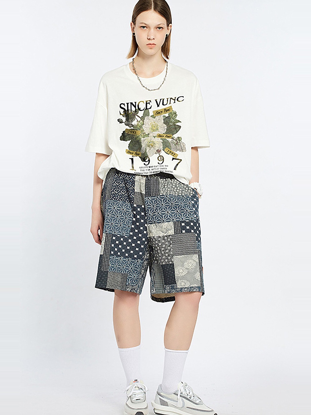 

LULU & SKY Typography Printed Cotton Top, White