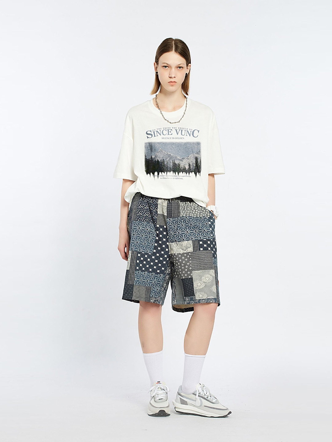 

LULU & SKY Graphic Printed Round Neck Short Sleeves Cotton Boxy T-shirt, White
