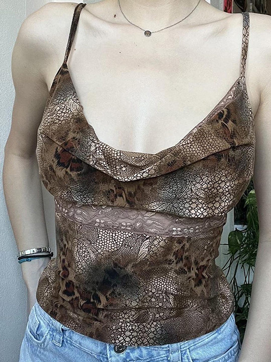 

LULU & SKY Animal Printed Cowl Neck Top, Brown