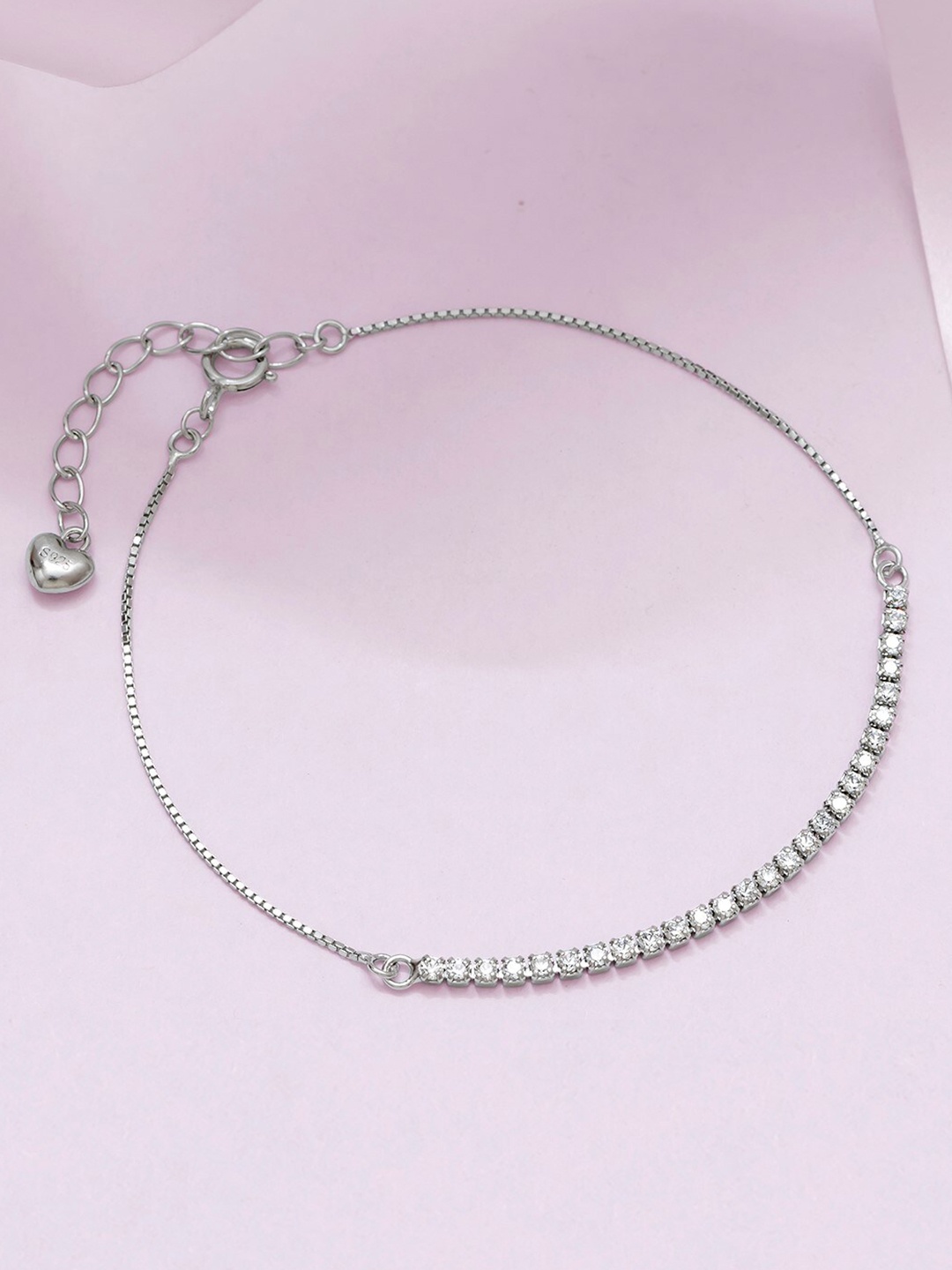 

Zavya 925 Sterling Silver Cubic Zirconia Rhodium-Plated Link Bracelet