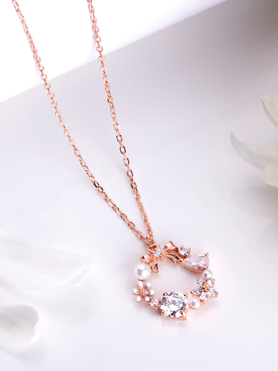 

Zavya Rose Gold-Plated 925 Sterling Silver Cubic Zirconia Necklace