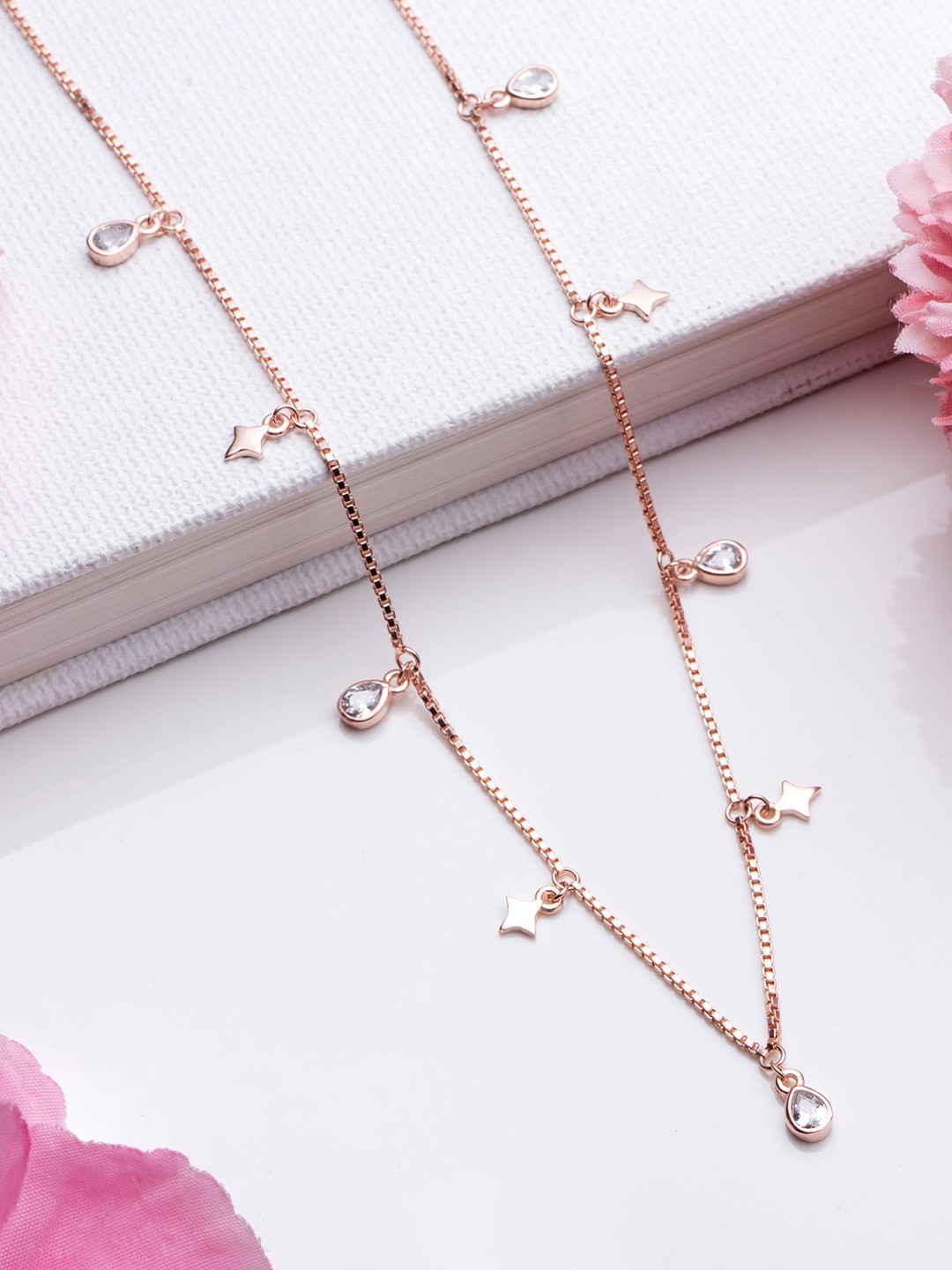 

Zavya Rose Gold-Plated 925 Sterling Silver Cubic Zirconia Necklace