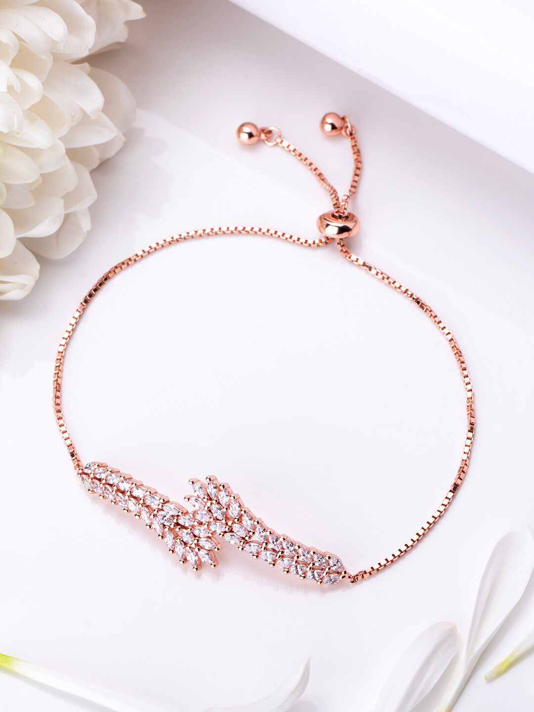 

Zavya Rose Gold-Plated 925 Sterling Silver Cubic Zirconia Link Bracelet