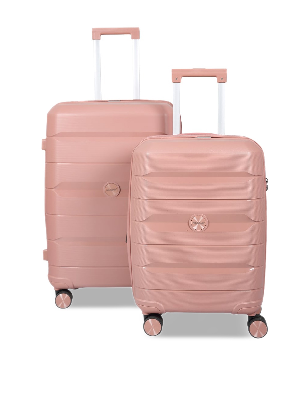 

Polo Class Set of 2 Textured Hard-sided Medium & Cabin Trolley Suitcase, Pink