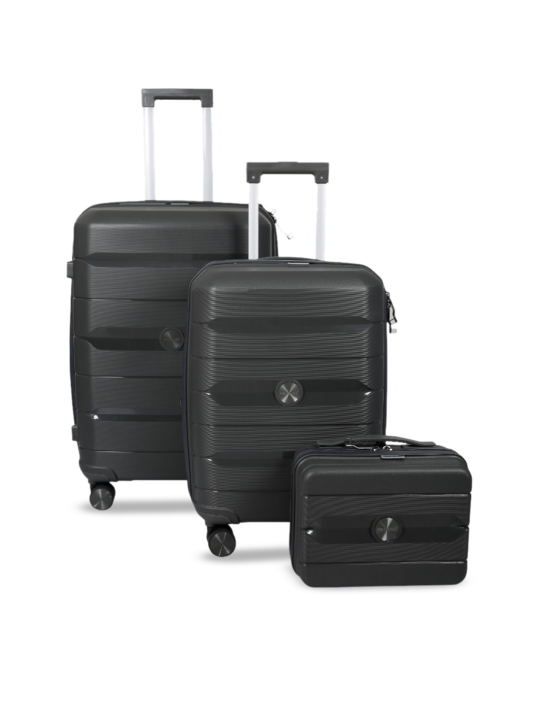 

Polo Class Set Of 3 Textured Hard-sided Trolley Bags, Black
