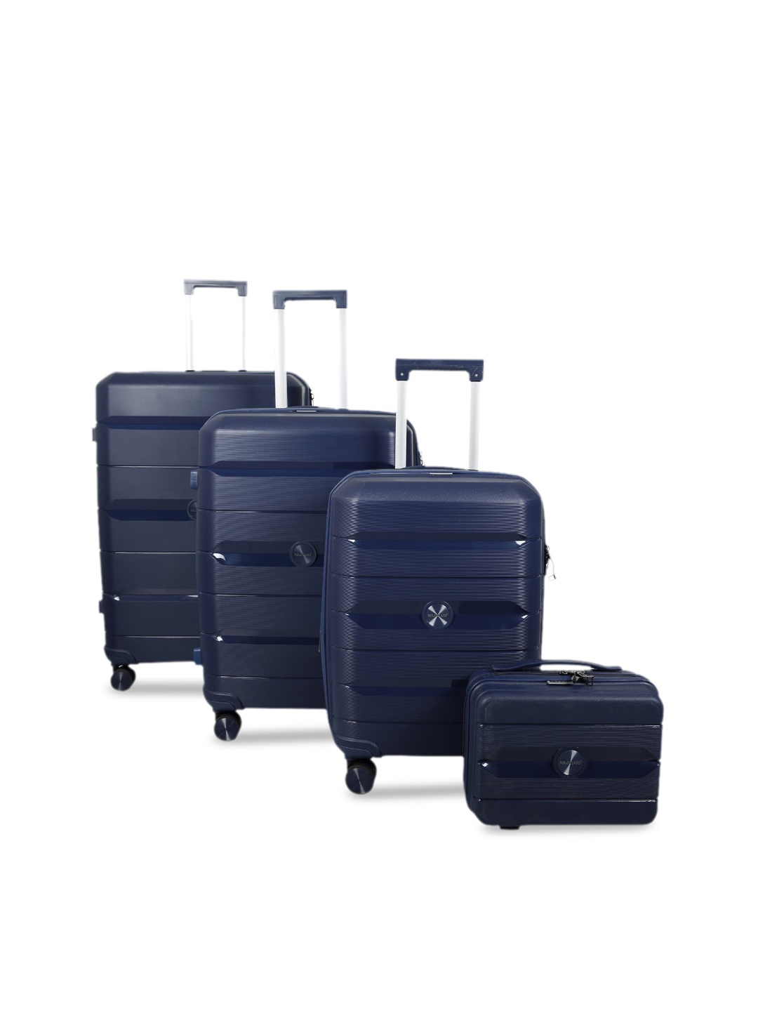 

Polo Class Set Of 4 Textured Hard-sided Large Medium & Cabin Trolley Suitcase with Vanity, Blue