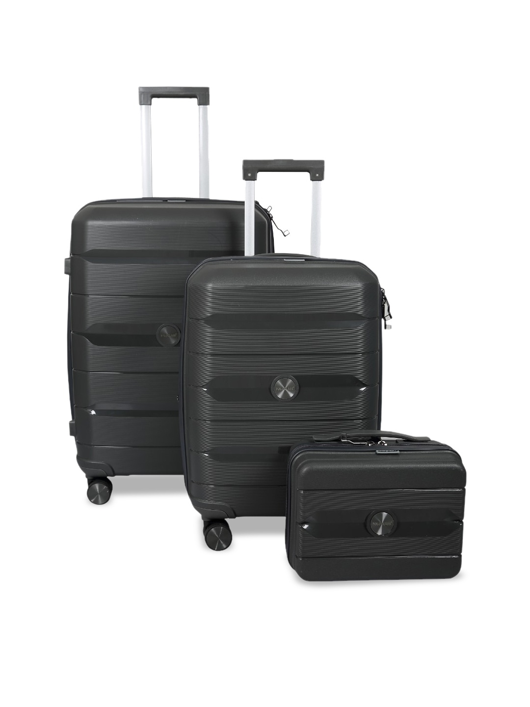 

Polo Class Set Of 3 Textured Hard-sided Large & Medium Trolley Suitcase with Vanity, Black