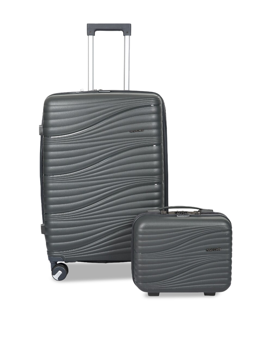 

Polo Class Textured Hard-sided Large Trolley Suitcase with Vanity, Grey