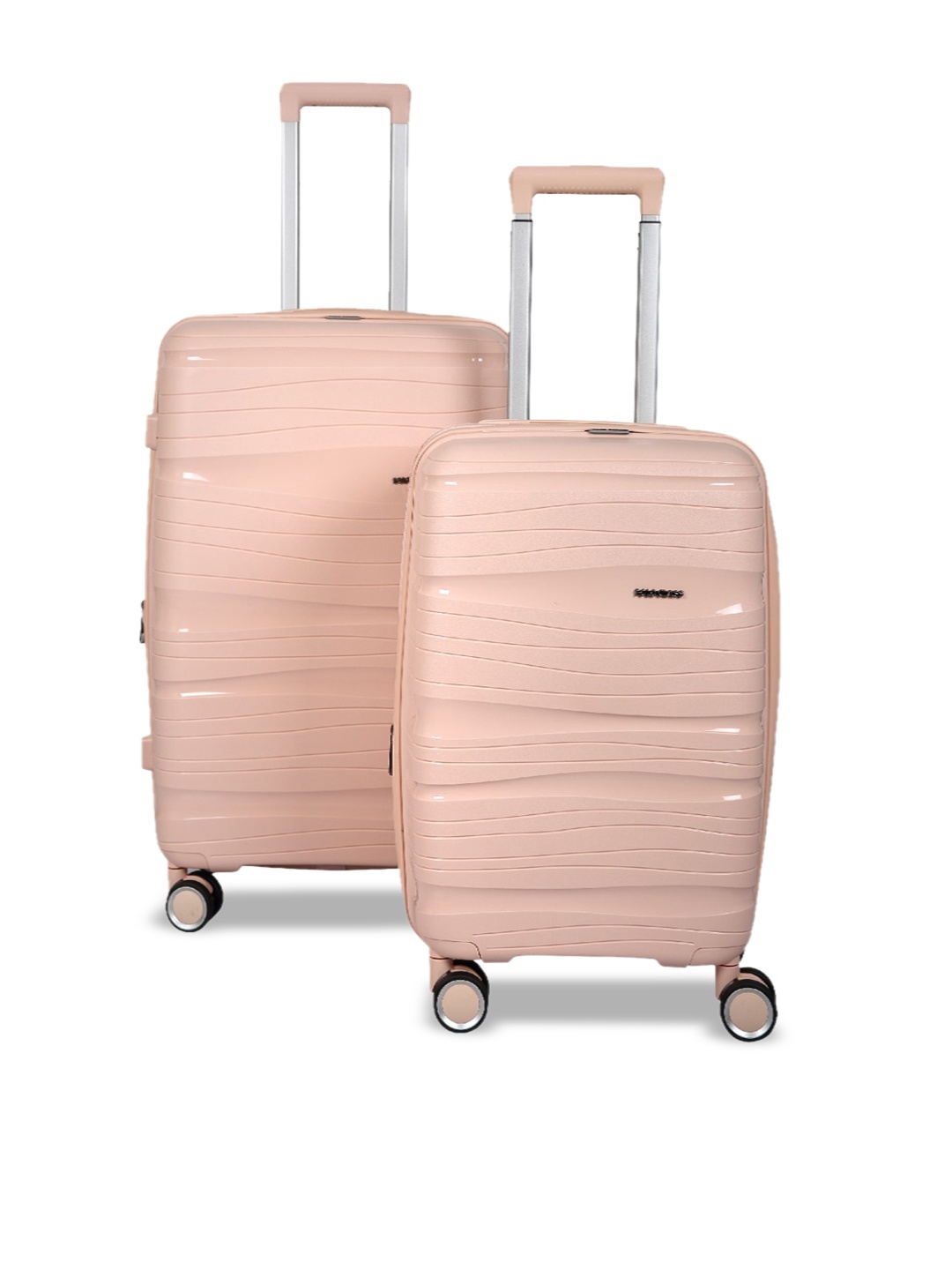 

Polo Class Set Of 2 Textured Hard-sided Large & Cabin Trolley Suitcase, Pink