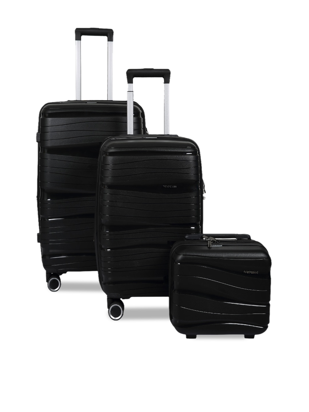 

Polo Class Set Of 3 Hard Sided Trolley Suitcases, Black