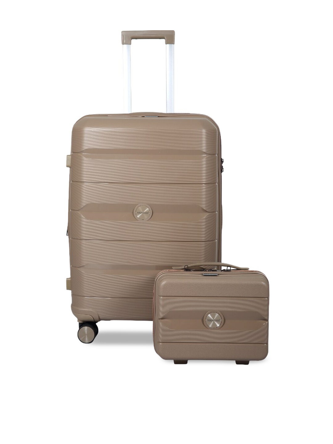 

Polo Class Textured Hard-sided Large Trolley Suitcase with Vanity, Beige