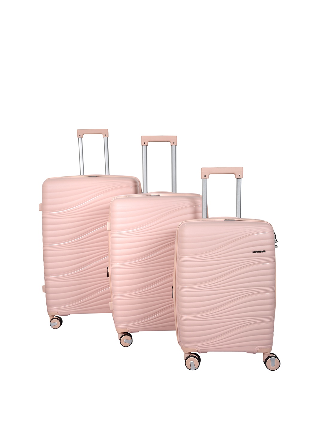 

Polo Class Set Of 3 Textured Hard-Sided Trolley Suitcases, Pink