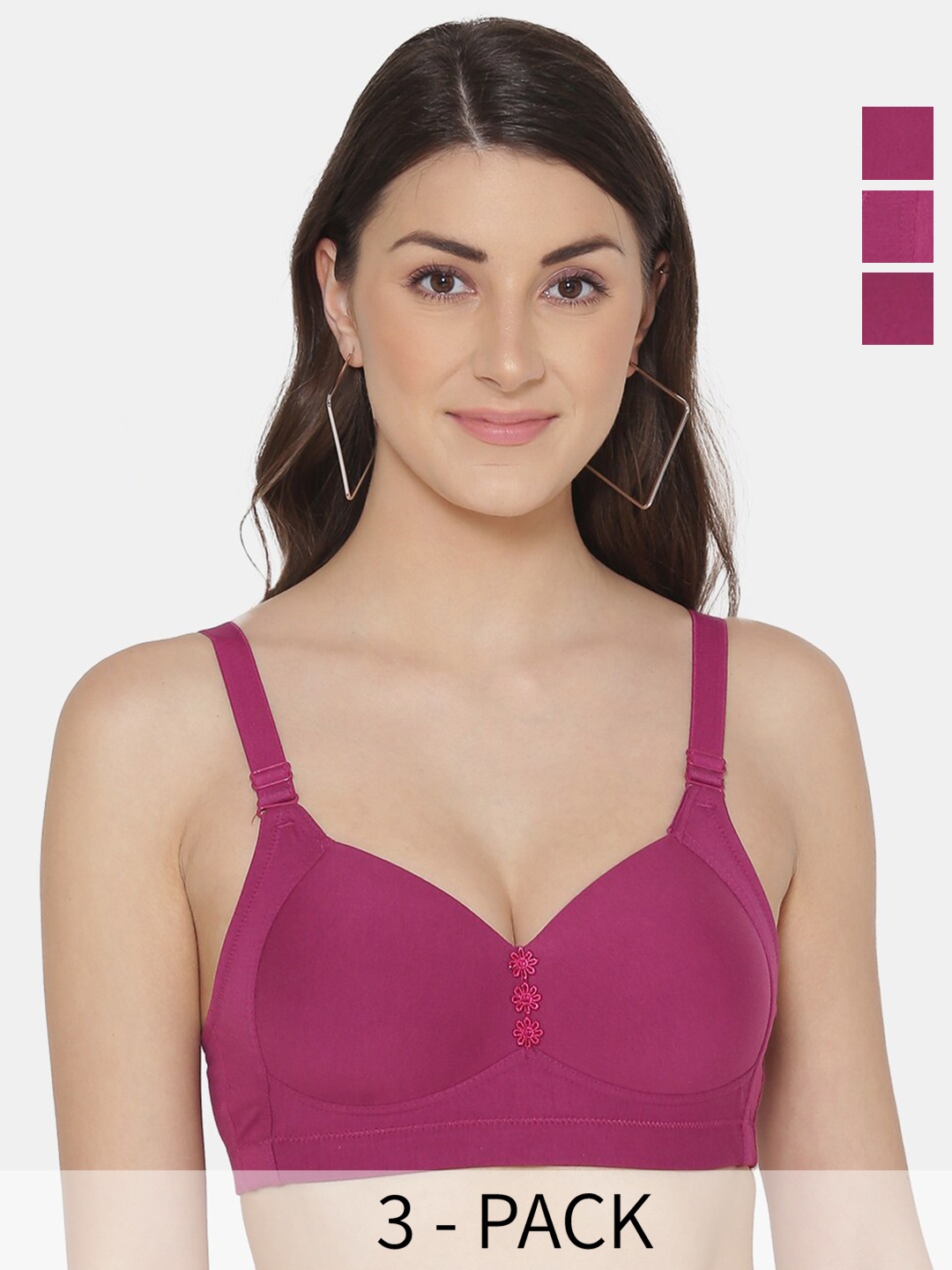 

Tweens Pack of 3 Minimizer Bra - Full Coverage Lightly Padded, Maroon