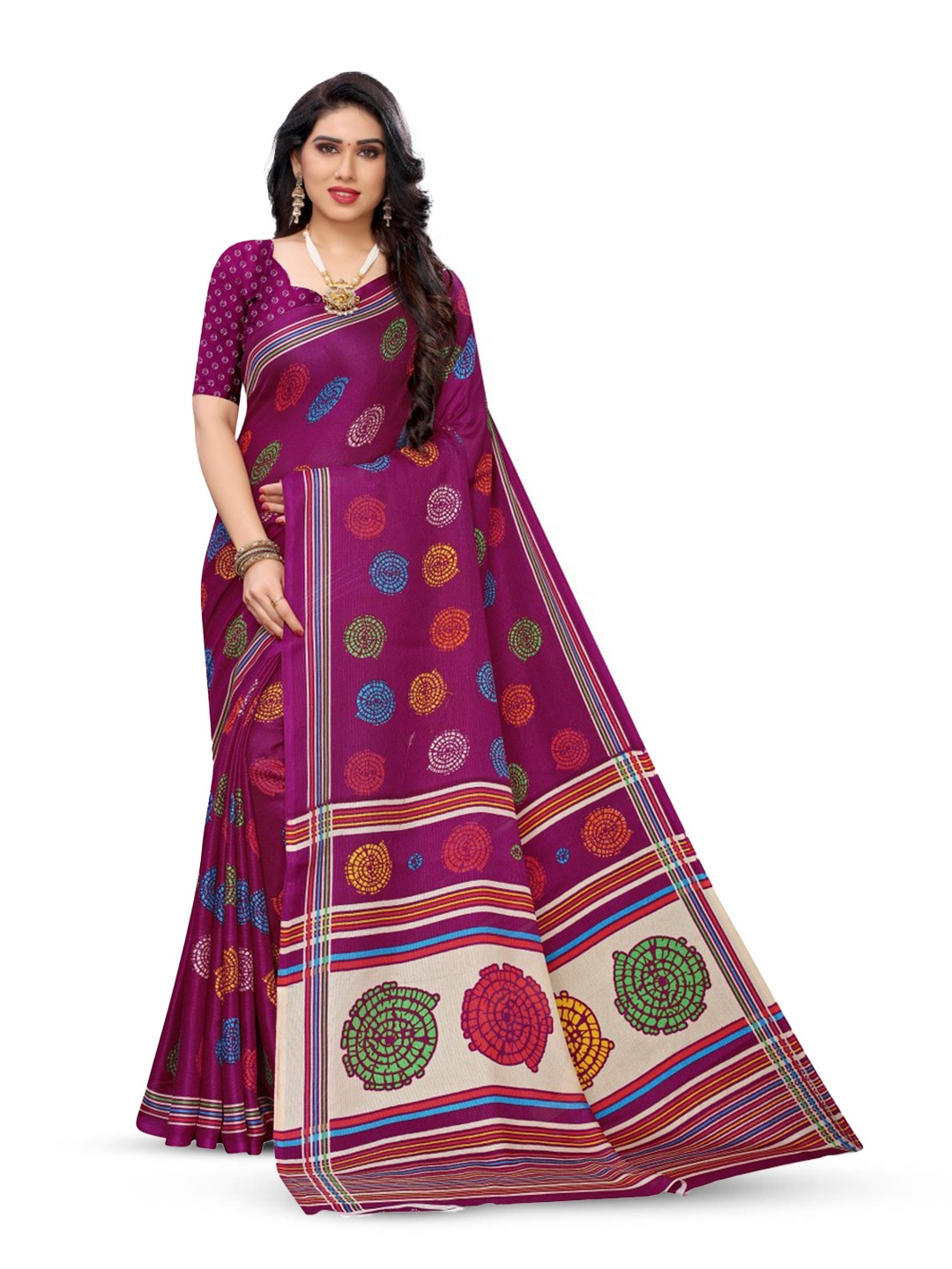 

KALINI Silk Cotton Kanjeevaram Saree, Purple