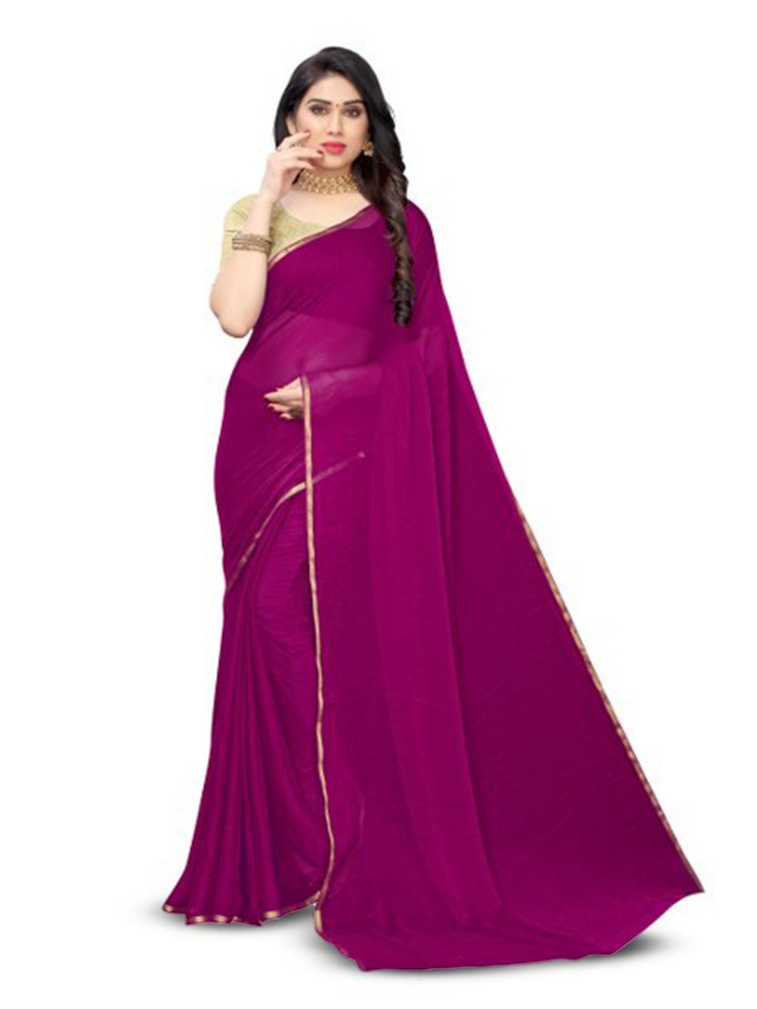 

KALINI Zari Silk Cotton Kanjeevaram Saree, Purple