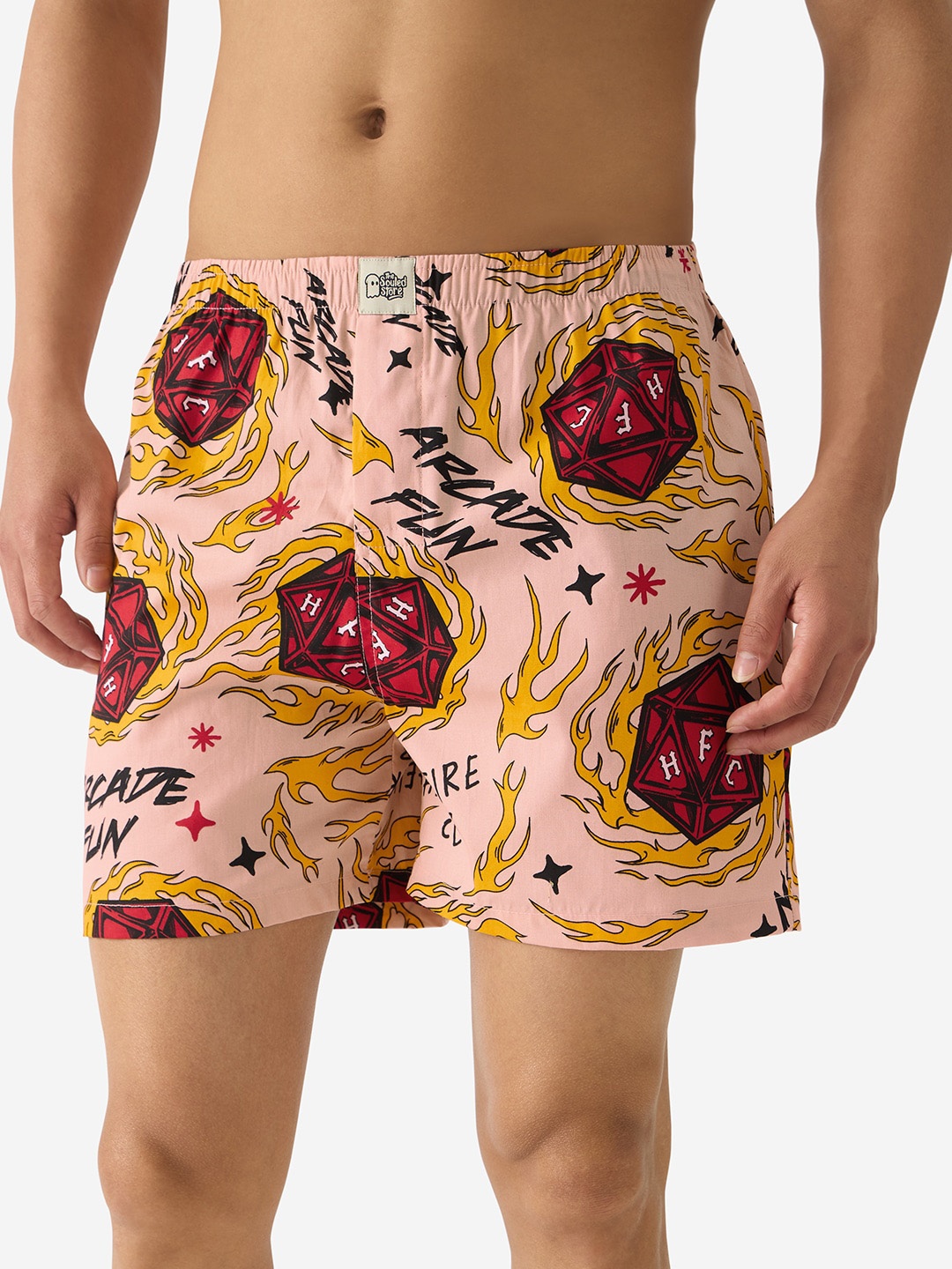 

The Souled Store Stranger Things: Hellfire Club Printed Pure Cotton Lounge Shorts, Nude