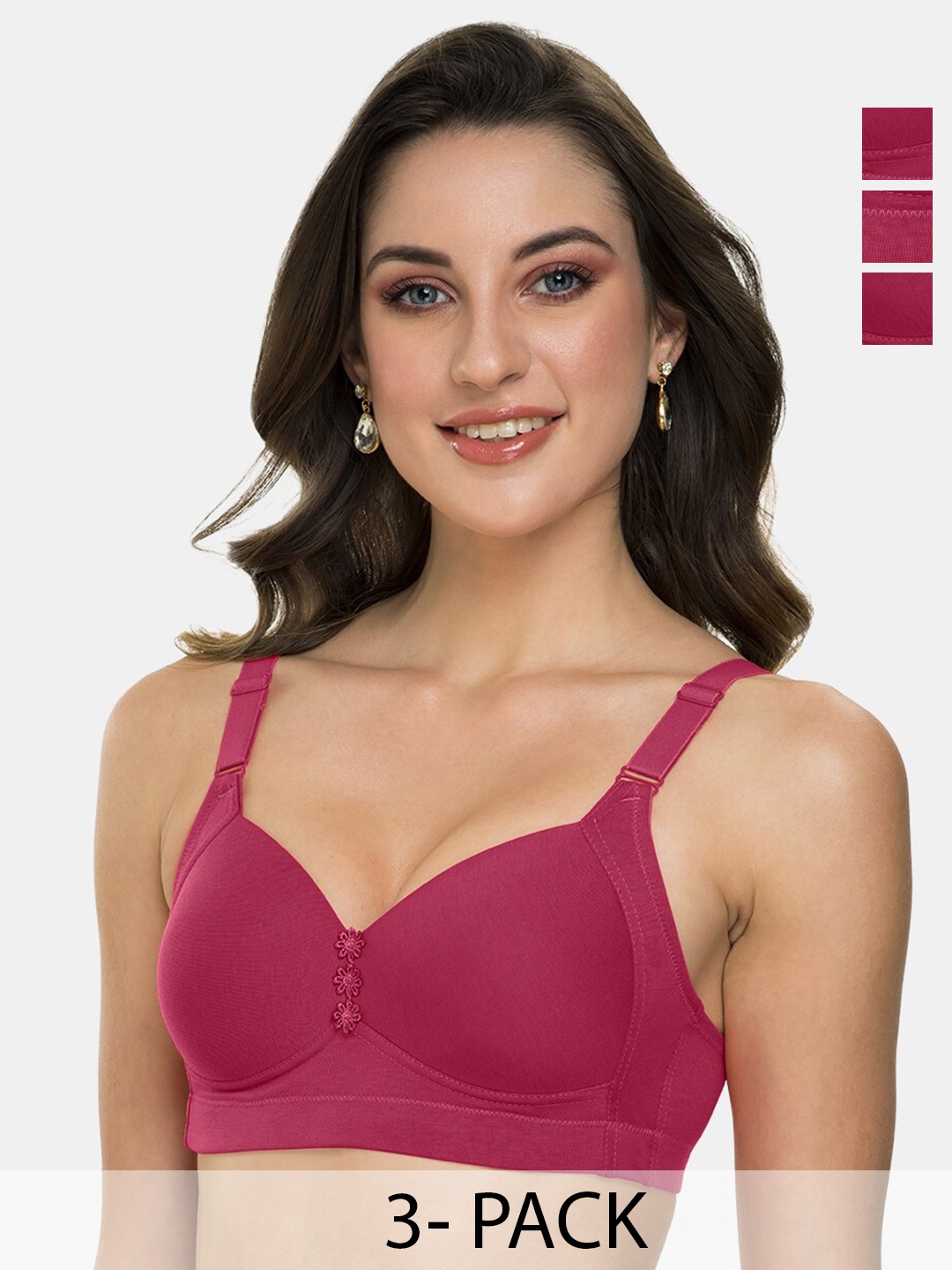

Tweens Pack of 3 Minimizer Bra - Full Coverage Lightly Padded, Maroon