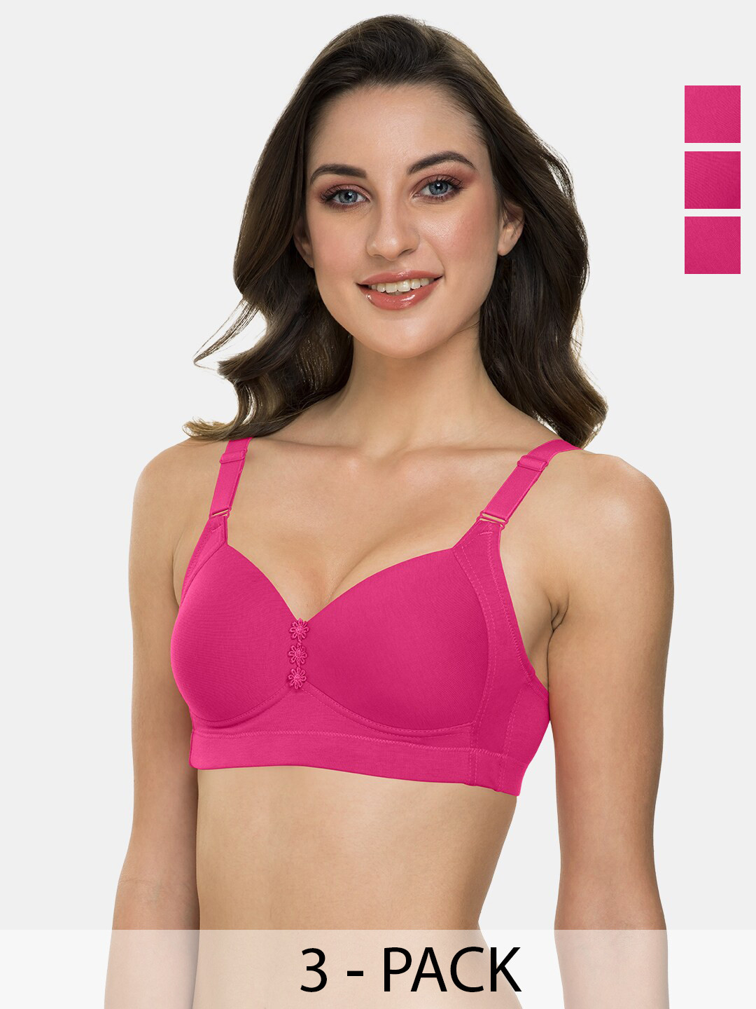

Tweens Pack of 3 Minimizer Bra - Full Coverage Lightly Padded, Pink