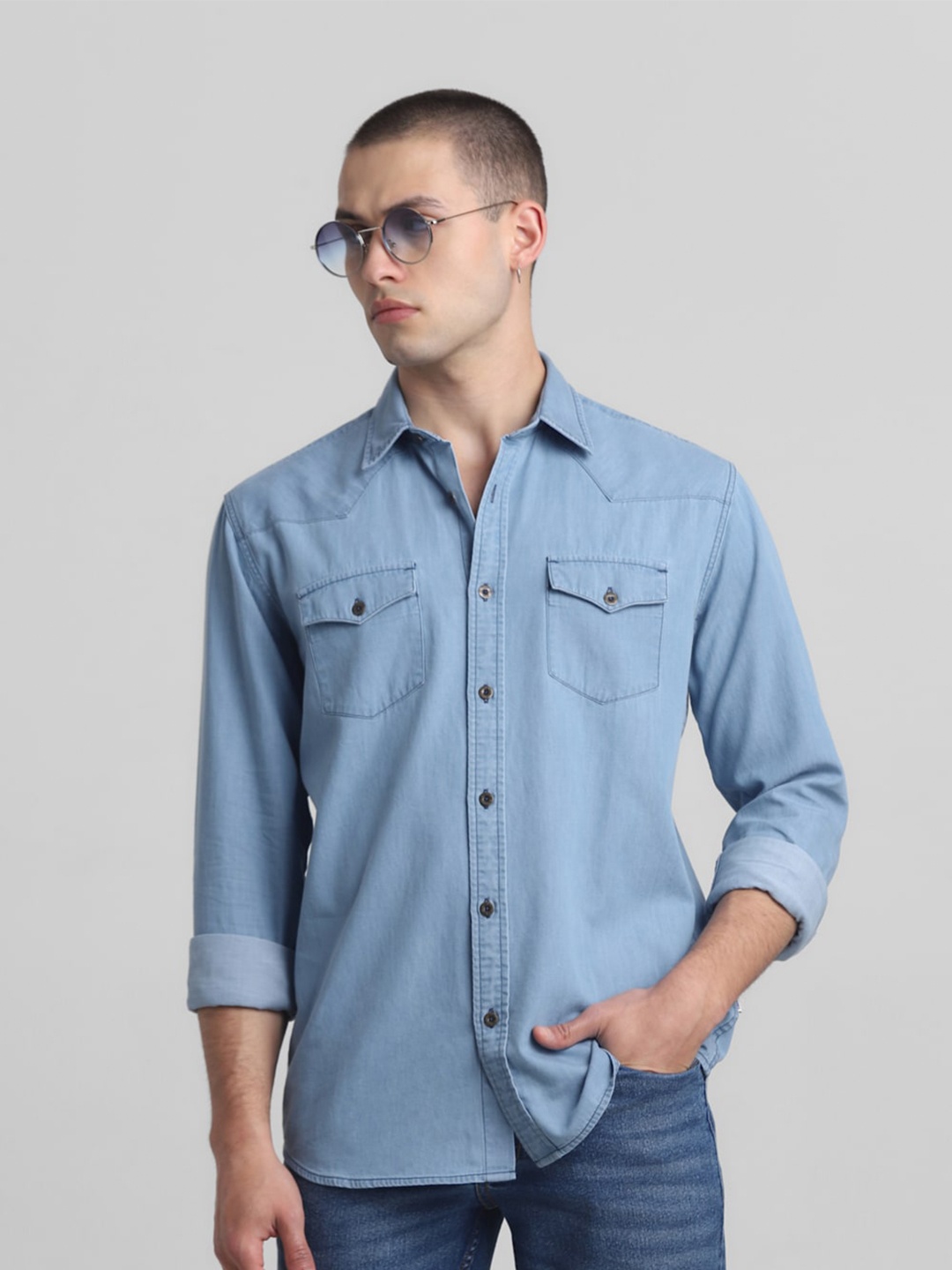 

Jack & Jones Opaque Denim Casual Shirt, Blue