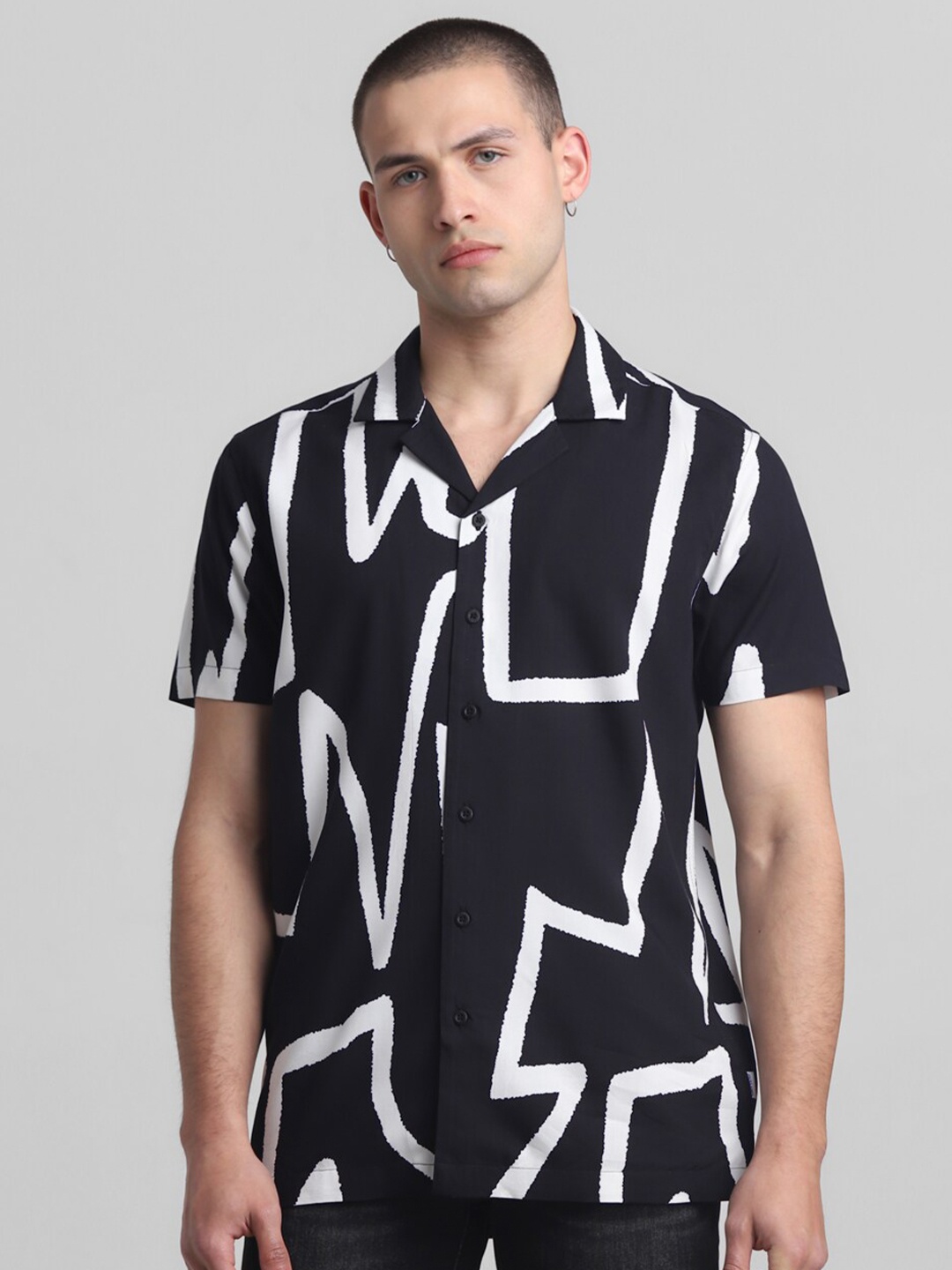 

Jack & Jones Opaque Abstract Printed Casual Shirt, Black