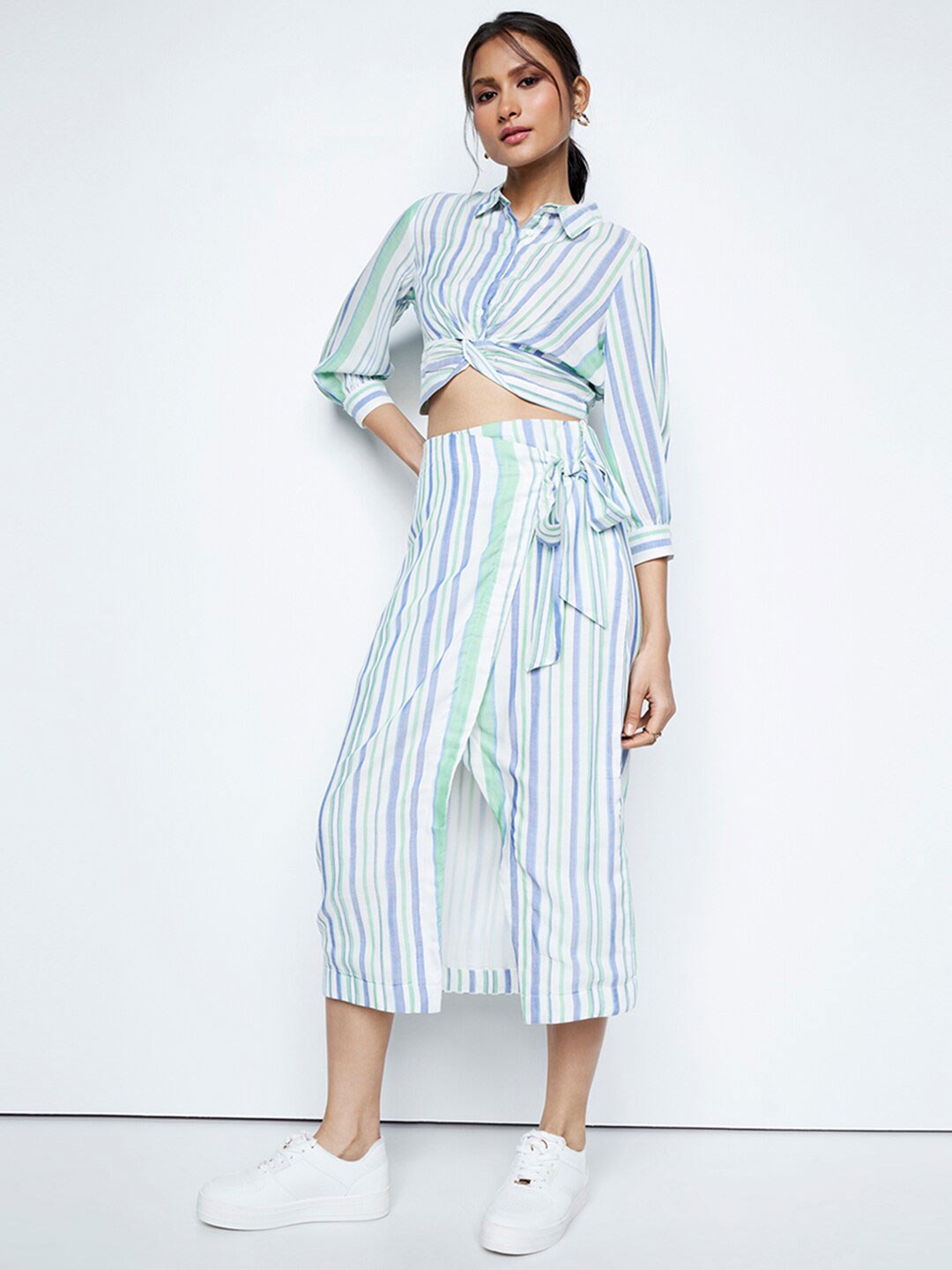 

AND Women Striped Co-Ords, White