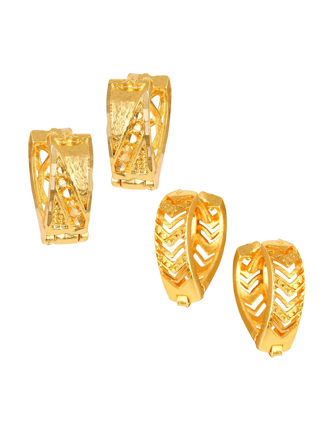 

Vighnaharta Set Of 2 Gold-Plated Contemporary Hoop Earrings