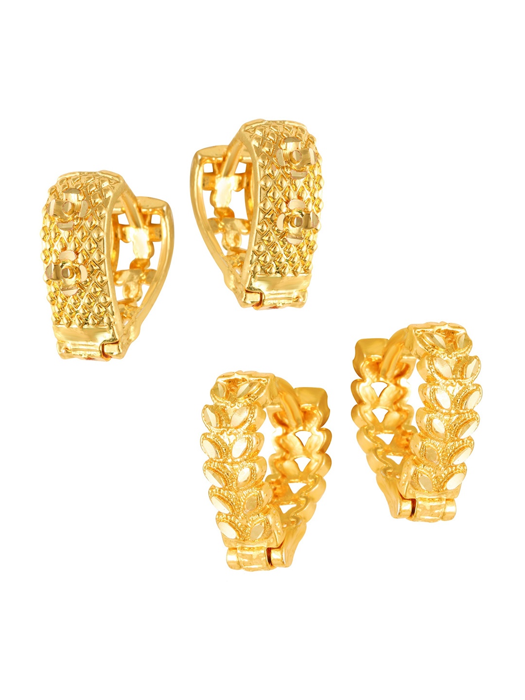 

Vighnaharta Set Of 2 Gold-Plated Contemporary Hoop Earrings