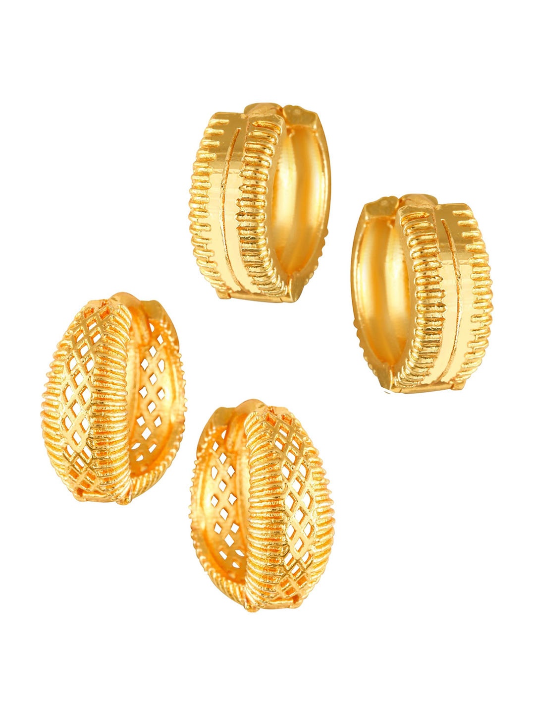 

Vighnaharta Set Of 2 Gold-Plated Contemporary Hoop Earrings