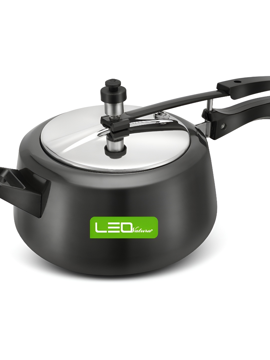 

Leo Natura Black & Silver-Toned Aluminium Inner Lid Induction Bottom Pressure Cooker 5 L